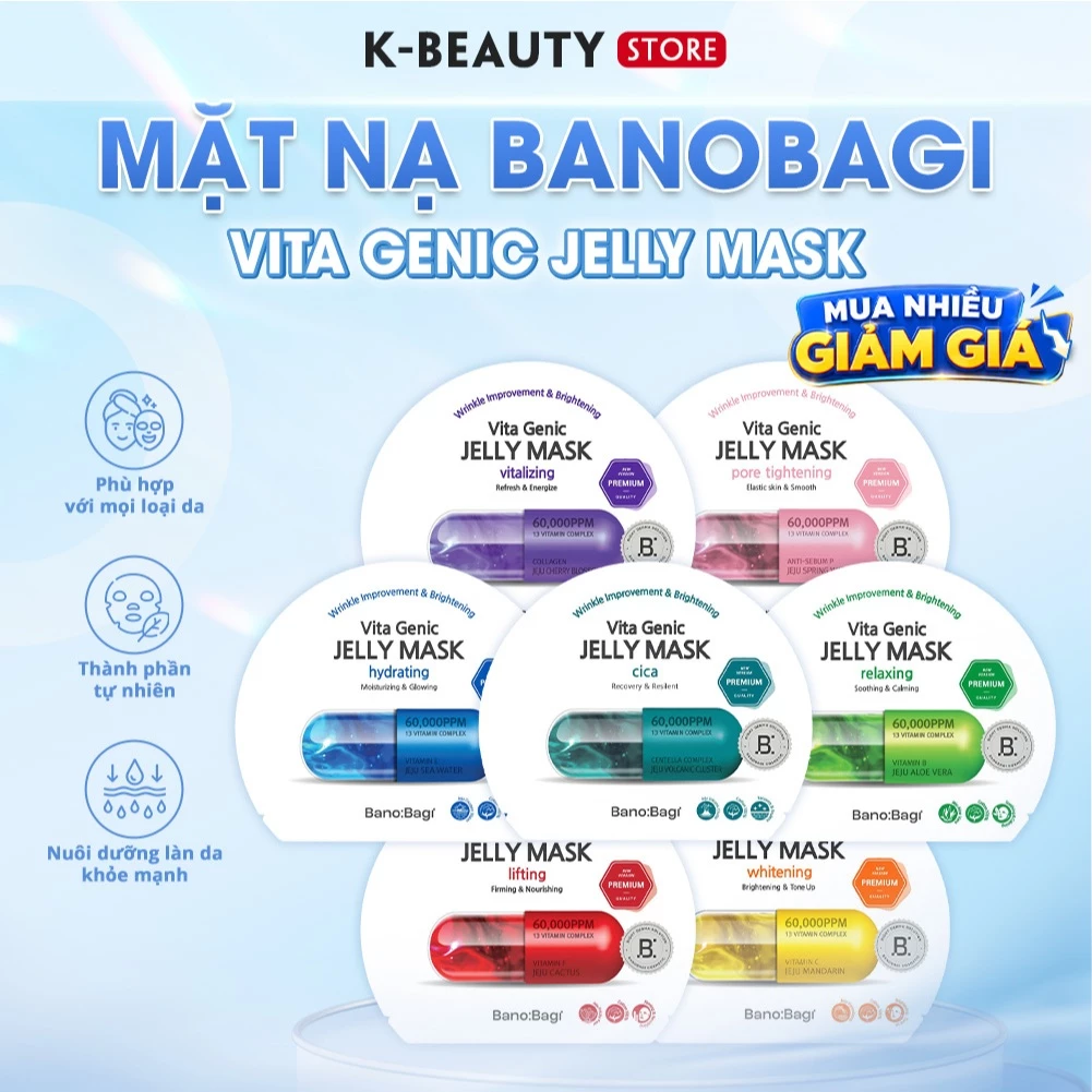 Mặt Nạ BANOBAGI Vita Genic Jelly Mask Giúp Trắng Sáng, Cấp Ẩm, Chống Lão Hóa Cho Da 30ml
