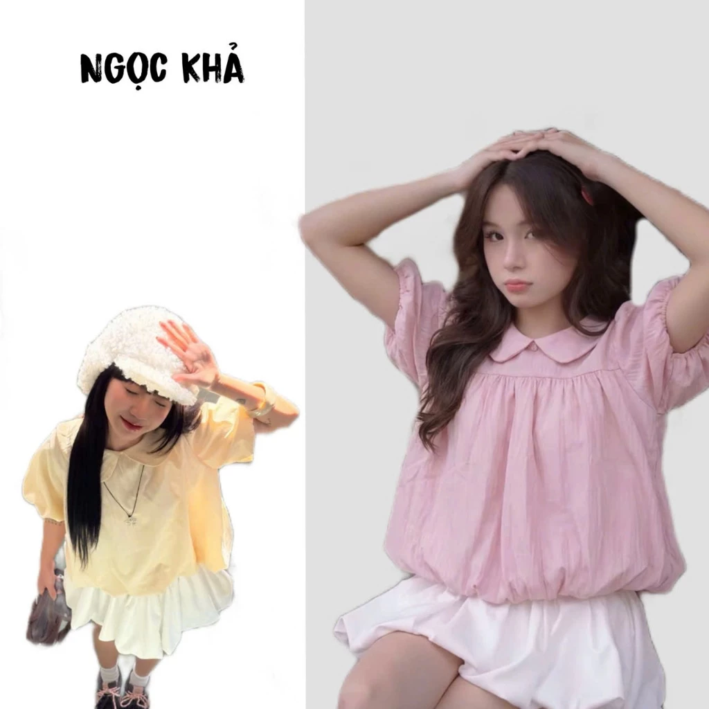 Áo Gió Cổ Sen Tay Bồng Dáng Bí A34 Ngọc Khả Thời Trang Nữ