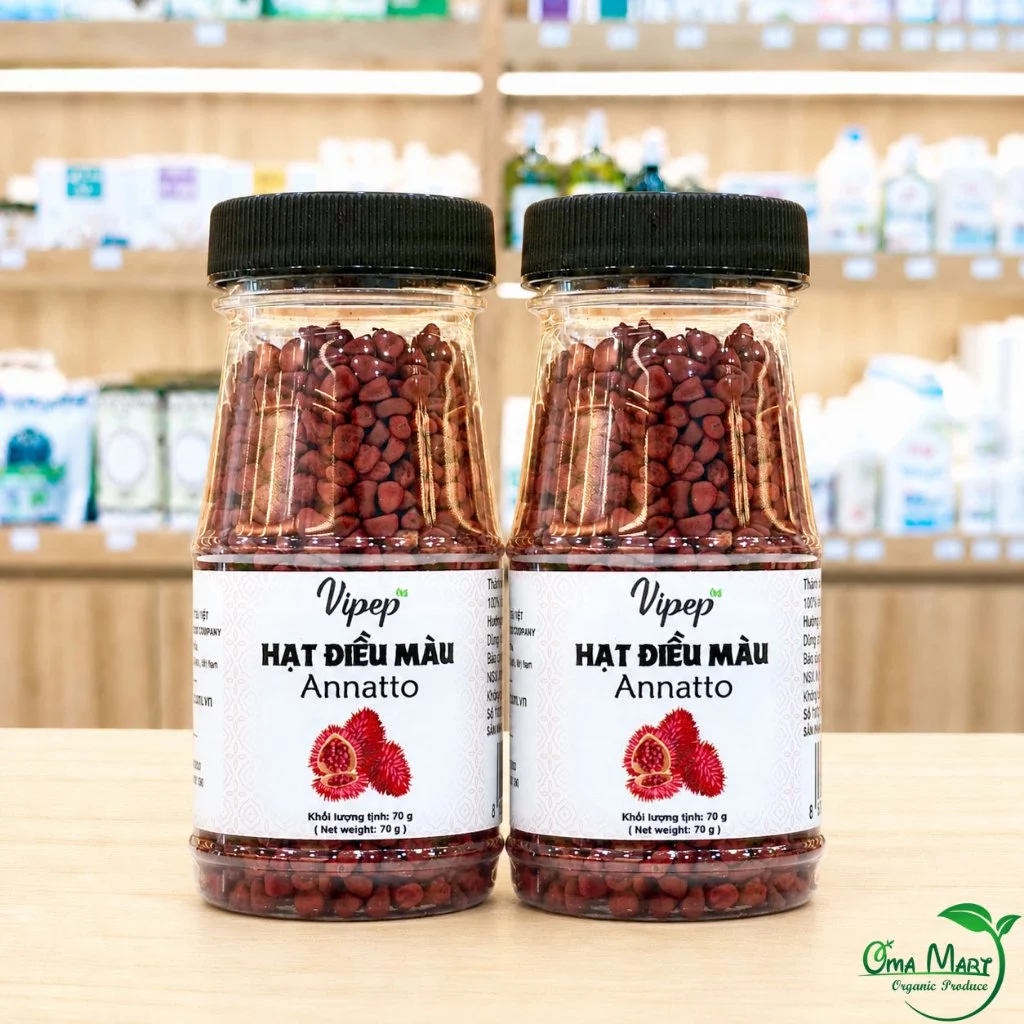 Hạt Điều Màu Vipep nguyên chất (Hũ 70g) - Hạt điều đỏ tạo màu tự nhiên cho bún bò, cà ri, bò kho