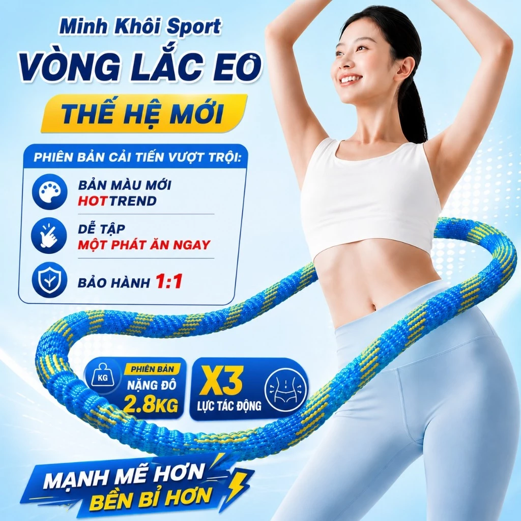 [2.8KG Phiên Bản Nặng Đô 2026] Vòng Lắc Eo Lò Xo Bọc Vải Êm Ái, Dễ Tập, Định Hình Vòng Eo Hiệu Quả