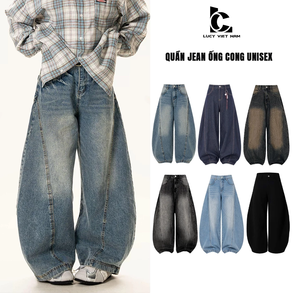 Quần Jean Ống Cong Unisex Form Rộng AVO AVOCADO Wash Vintage Retro Phong Cách Streetwear Y2K