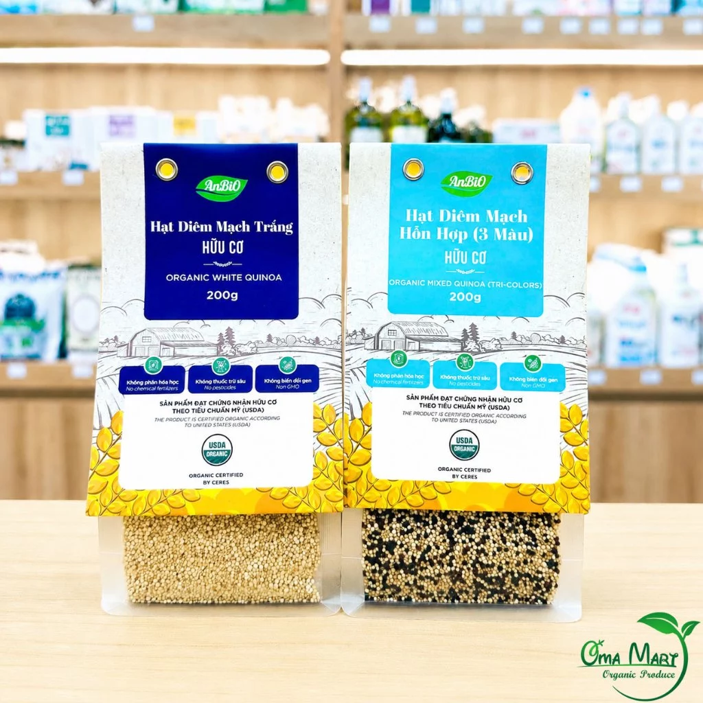 Hạt Diêm Mạch ( Quinoa ) Hữu Cơ ANBIO - Thực Phẩm Eat Clean, Hỗ Trợ Giảm Cân, Ăn Kiêng Healthy