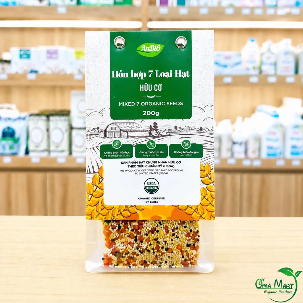 Hỗn Hợp 7 Loại Hạt Hữu Cơ ANBIO 200g - Mix Hạt Dinh Dưỡng Làm Sữa Hạt, Nấu Cháo Ăn Dặm Cho Bé