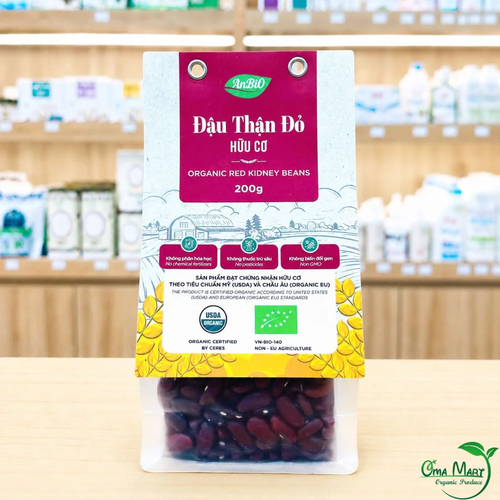 Đậu Thận Đỏ Kidney Hữu Cơ ANBIO 200g - Cho Bé Ăn Dặm, Nấu Cháo, Làm Sữa Hạt