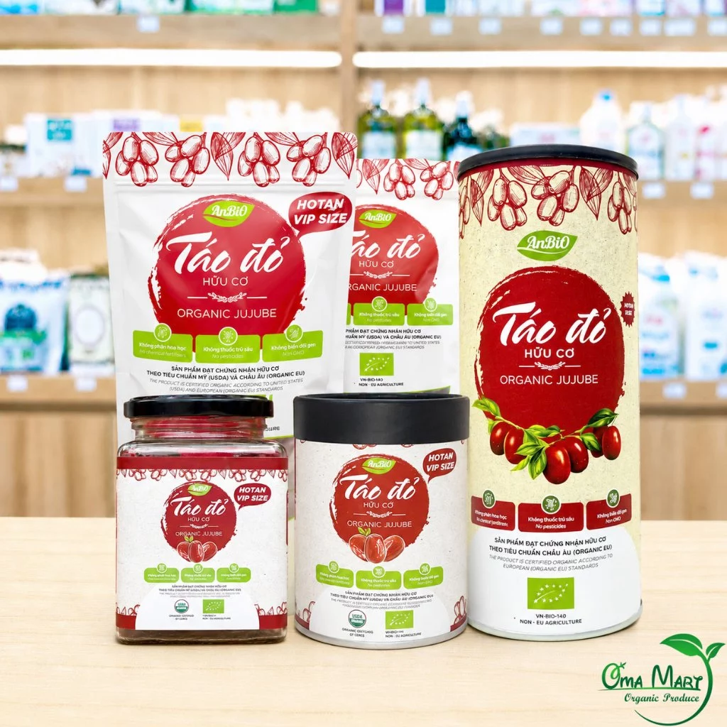Táo Đỏ Hữu Cơ ANBIO - Táo đỏ khô Tân Cương loại 1, quả to, ngọt thanh tự nhiên