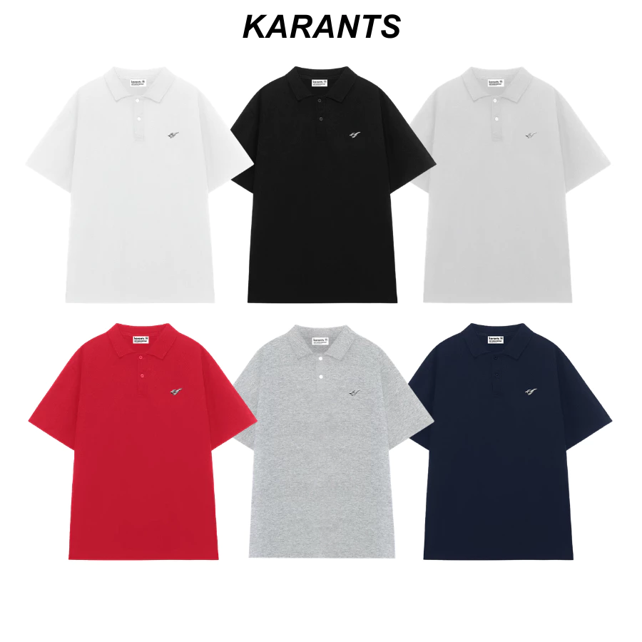 [ Restock Nhiều ] Karants Áo Polo Oversize Trơn Vải Cotton Cá Sấu Gắn Thanh Kim Loại Nam Nữ Unisex - KR215