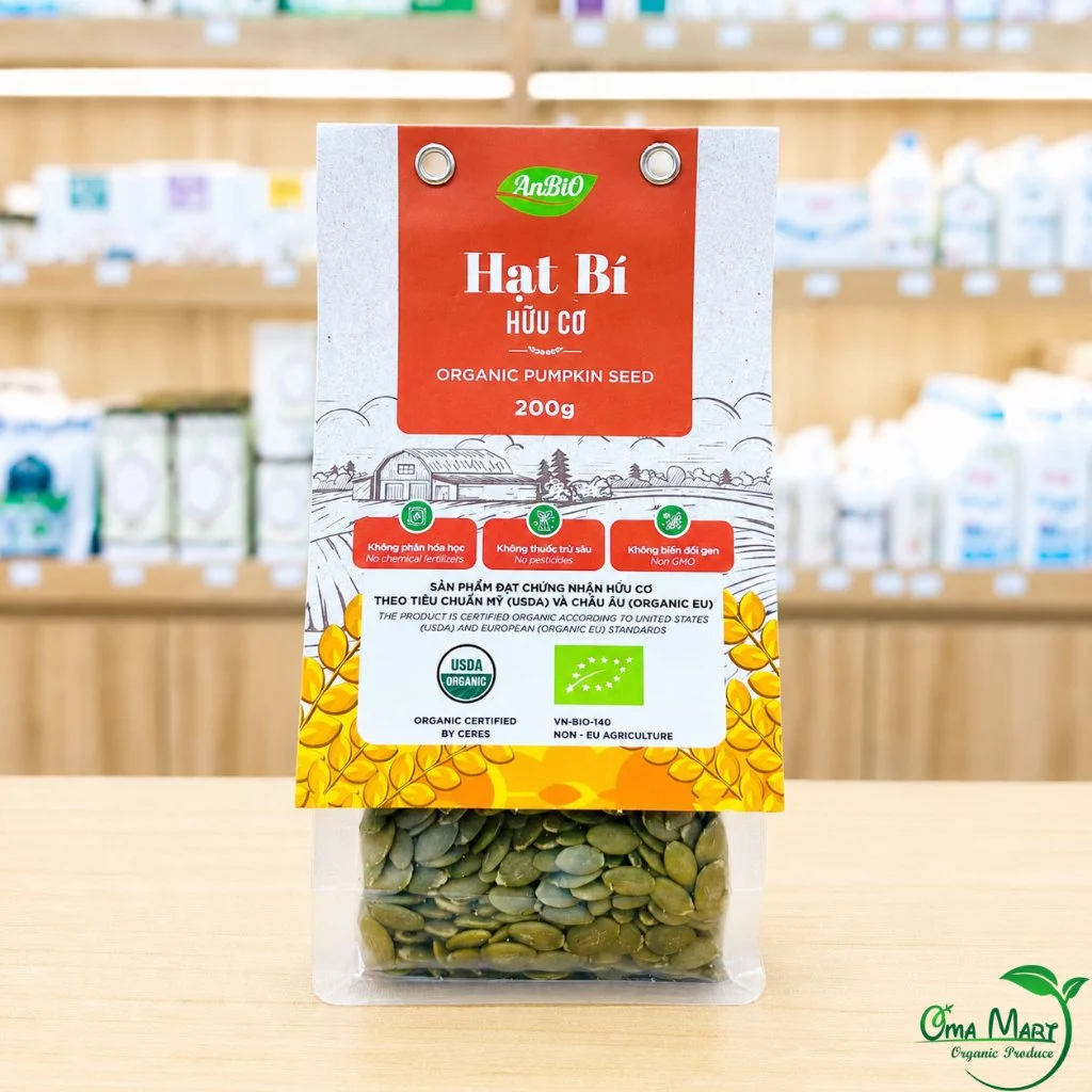 Hạt Bí Tách Vỏ Hữu Cơ Anbio 200g - Giàu Dinh Dưỡng Cho Bà Bầu, Làm Sữa Hạt