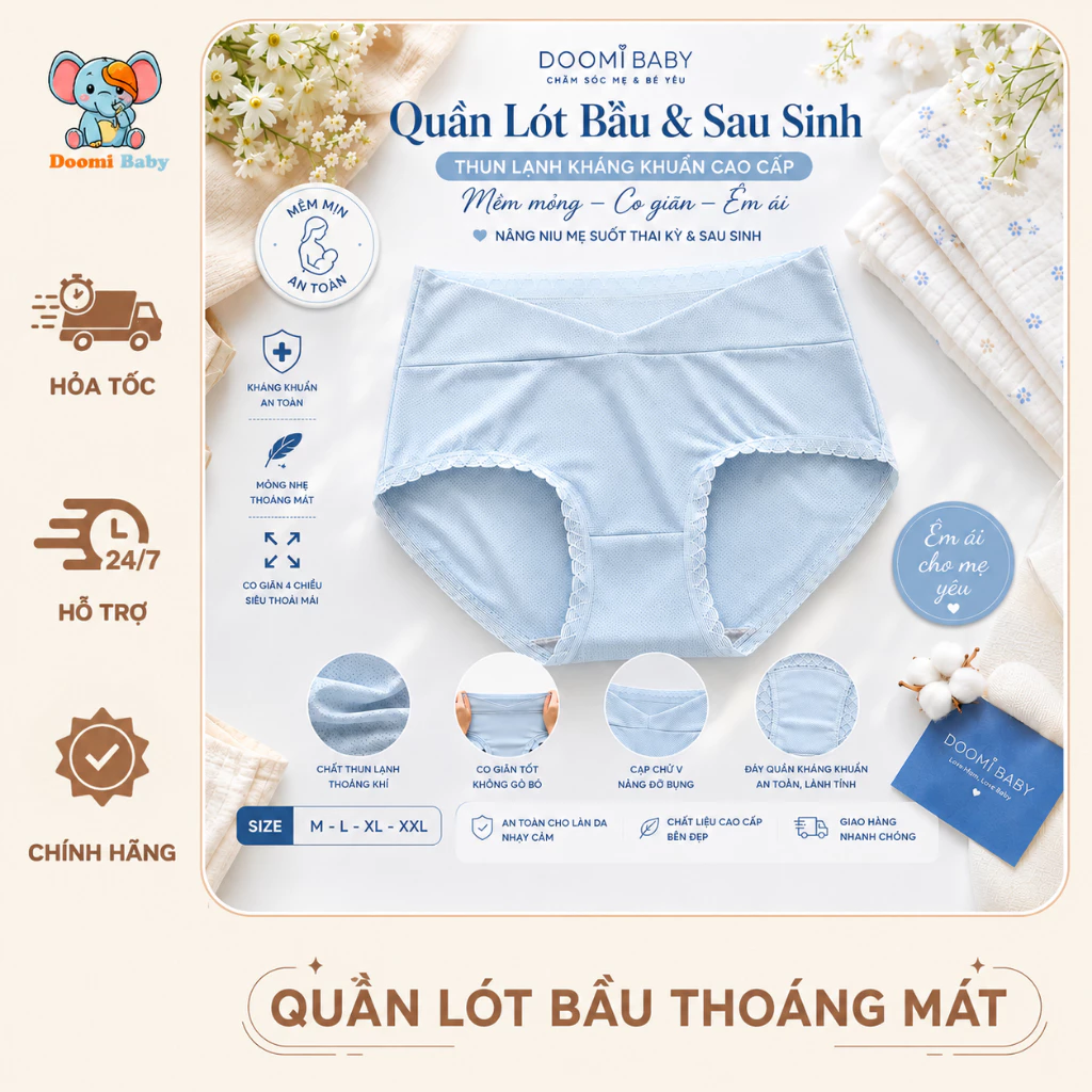 Quần Lót Bầu Và Sau Sinh Chất Thun Lạnh Kháng Khuẩn Mềm Mỏng Co Giãn Siêu Tốt - Doomi Baby - HT724 - HT802