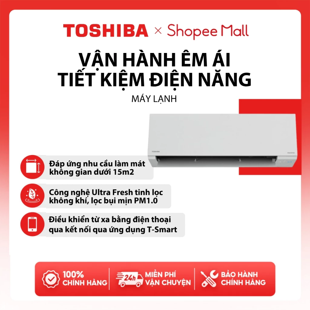 [FREESHIP - LẮP ĐẶT - KHÔNG LẮP ĐẶT] Máy lạnh Toshiba Inverter 1 HP RAS-H10F2KCVSG-V| Bảo hành 3 năm