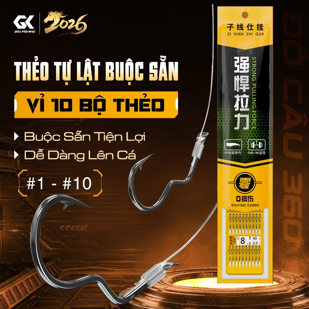 Thẻo Cước Lưỡi Tự Lật Chuyên Câu Rô Diếc Thẻo Câu Đài Buộc Sẵn Lưỡi Câu Cá Chất Lượng