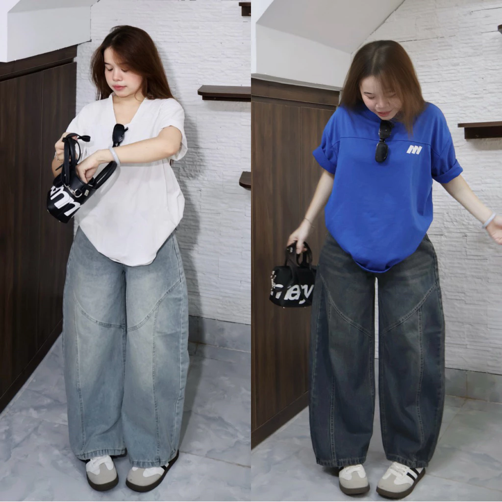 (95cm) Quần baggy jean thụng , jean bò ống cong ,  Đủ Size S/M/L ( BB40 - Quần jean ống cong ) 4007