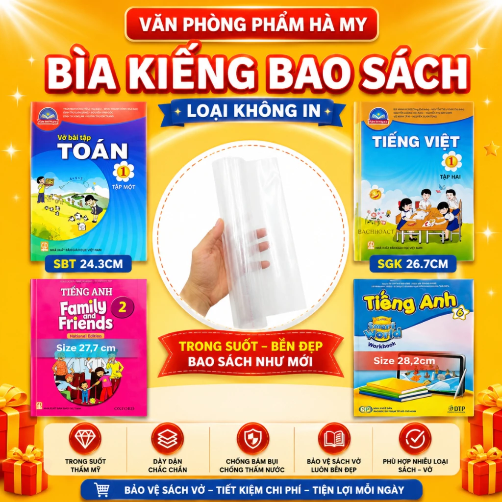 Combo 10 Cái Bìa Bao Tập Vở Sách Giáo Khoa, Tiếng Anh Đủ Kích Thước Loại Dày