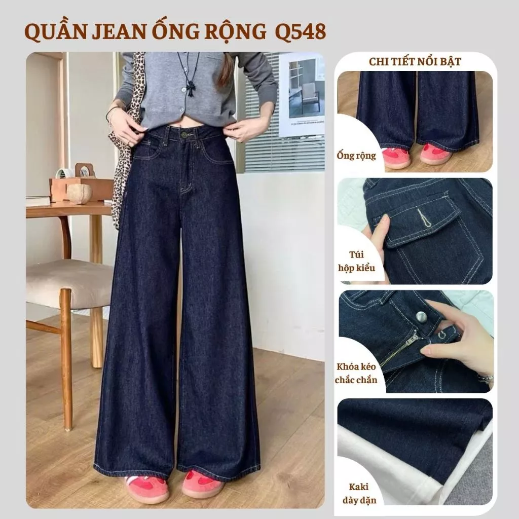 Tổng Hợp Quần Jean, Quần Kaki Bigsize Nữ Dáng Xuông Ống Rộng Lưng Cao Tôn Eo Che Đùi To