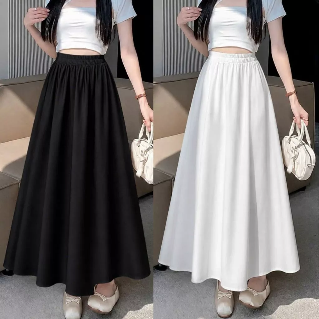 Chân váy dài bigsize nữ dài chín tấc lưng thun co giãn chất lụa cao cấp ít nhăn, phù hợp mang quanh năm - CV15/CV422
