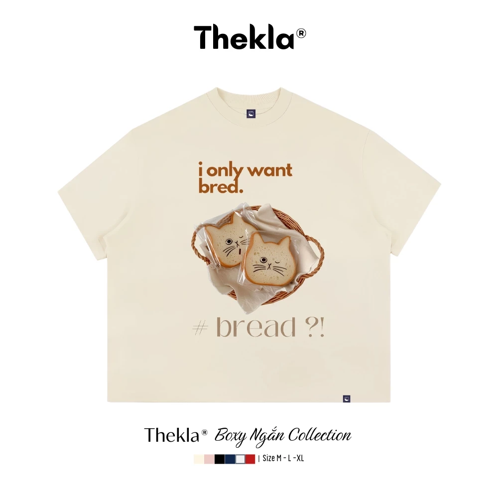 Áo Thun Form Boxy BST120 Bánh Mì THEKLA - Áo Phông Cotton 2 Chiều Dày Dặn Đứng Form