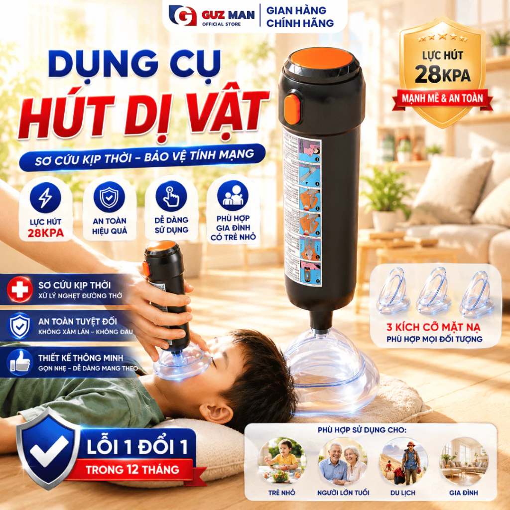 [SSS] Dụng Cụ Hút Dị Vật Mắc Nghẹn Cho Trẻ Em và Người Lớn, Thiết Bị Sơ Cứu Khẩn Cấp An Toàn