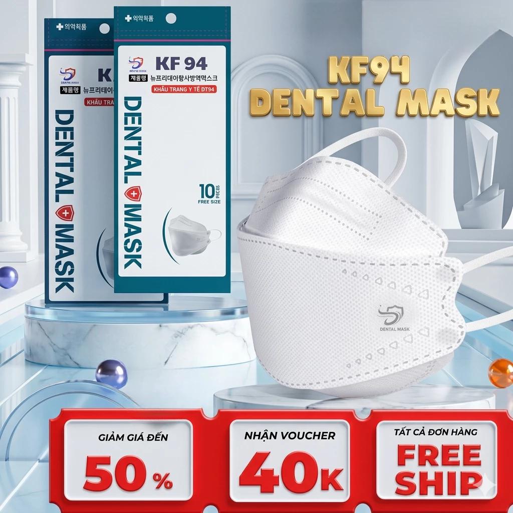 SVIP Thùng 300 Cái khẩu trang Kf94 - 4 Lớp người lớn Dental Mask chính hãng kháng khuẩn chống tia UV