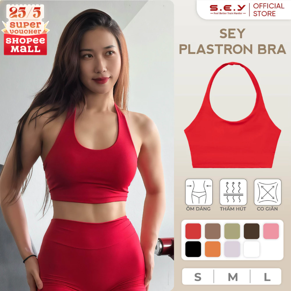 Áo bra SEY Plastron Bra, Áo Cổ Yếm, Áo tập gym, yoga, chất liệu co giãn thoải mái, nhiều màu