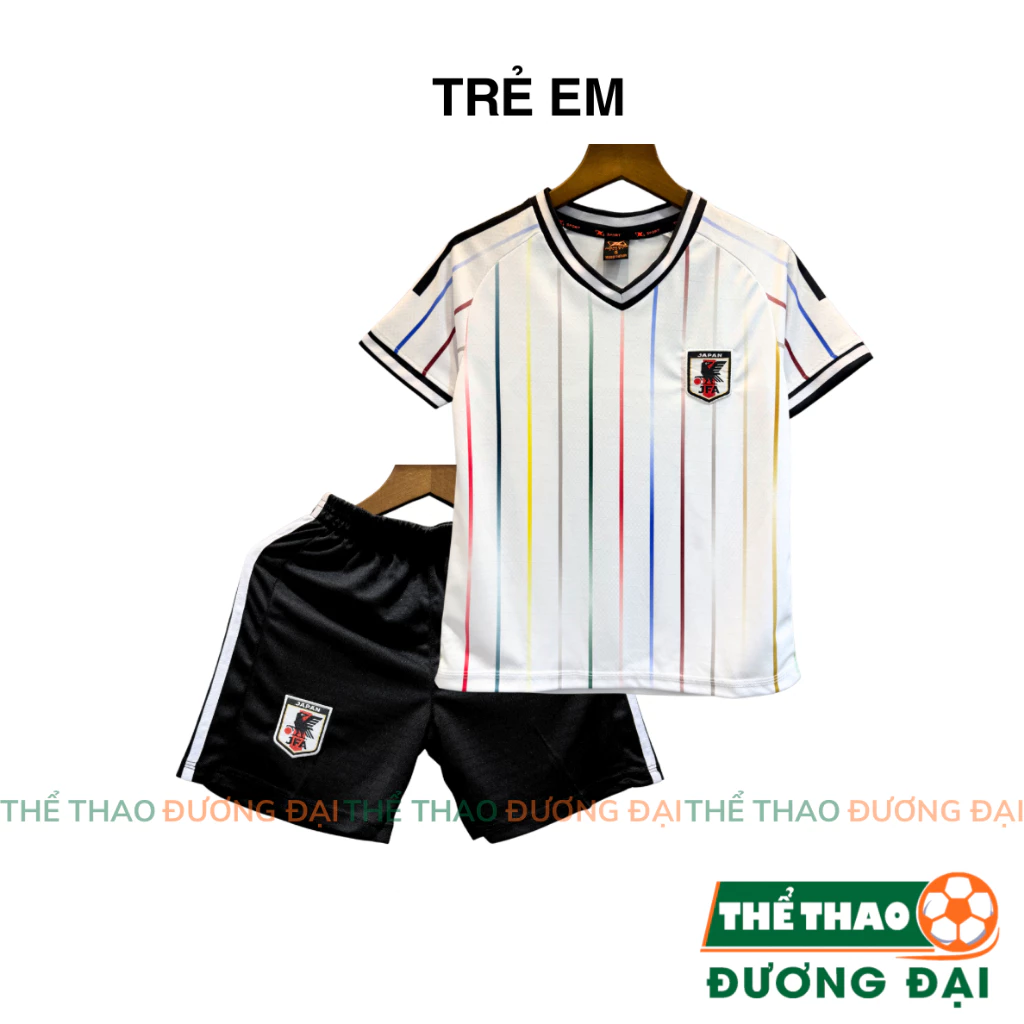 Quần Áo Bóng Đá Trẻ Em ĐT Nhật Trắng WC26 Thun Mè Thoáng Khí Thể Thao Đương Đại