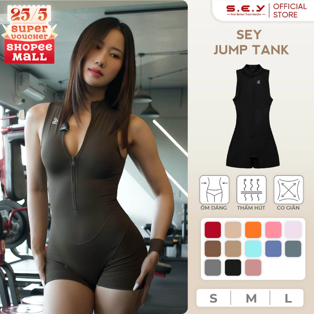 Bộ Đồ Đùi Jumpsuit SEY JUMP TANK - Đồ Tập Gym, Yoga Cao Cấp Cho Nữ Co Dãn 4 Chiều,Thoải Mái Vận Động