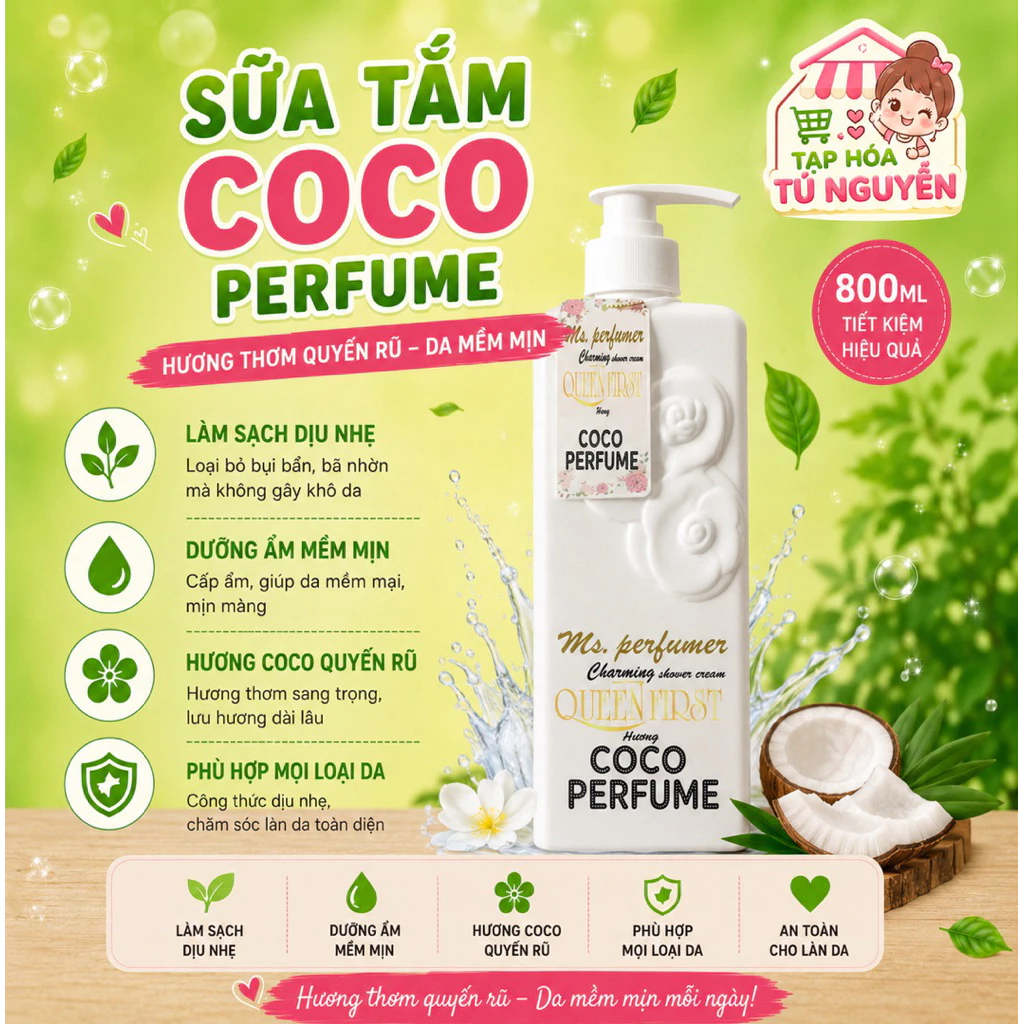 SỮA TẮM COCOO PERFUMEE SIÊU THƠM SIÊU TO 800ML NƯỚC HOA