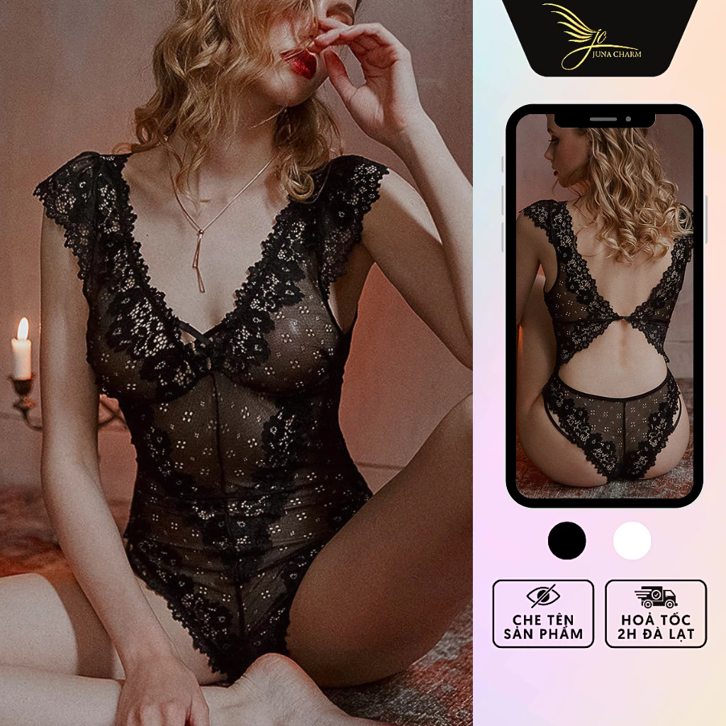 Jumpsuit Ren Xuyên Thấu, Bodysuit Đồ Liền Thân Sexy JUNA Freesize Thời Trang Đồ Ngủ Dành Cho Nữ Cao Cấp, Màu Đen/SP7414A