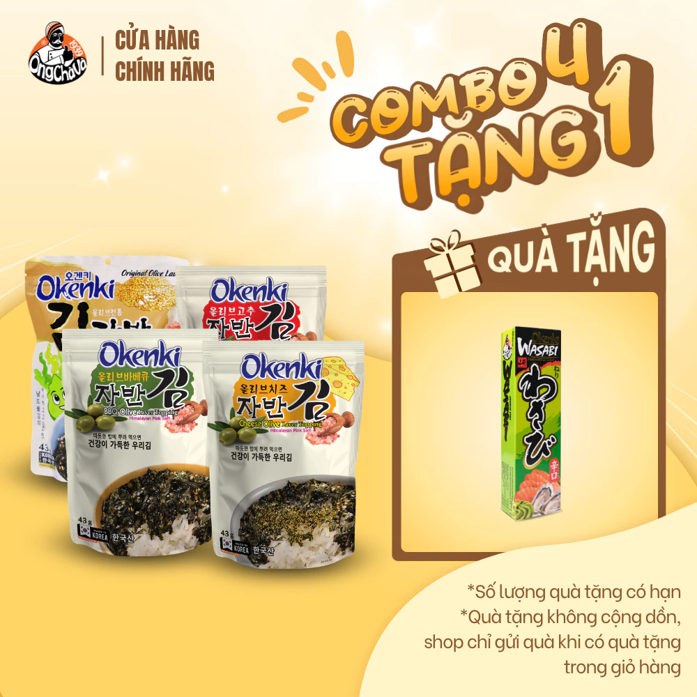 Combo 4 gói Rong Biển Okenki – Ăn Sang Giá Hời - Nhập khẩu Hàn Quốc