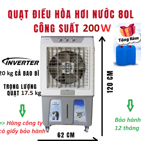 Quạt Điều Hòa Hơi Nước 45L Inverter Lõi Đồng – Làm Mát Nhanh, Tiết Kiệm Điện, Dùng Cho Phòng Lớn