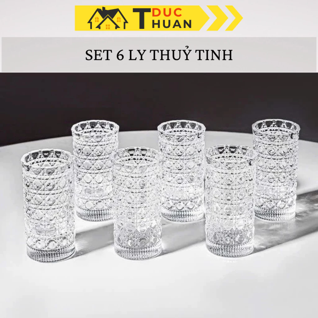 BỘ 6 LY RƯỢU THỦY TINH HỌA TIẾT KIM CƯƠNG CAO CẤP 20ML – SANG TRỌNG, TINH TẾ - DT HOME