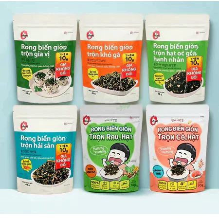 Rong biển giòn trộn khô gà, hải sản, hạt óc chó hạnh nhân OFood 40g