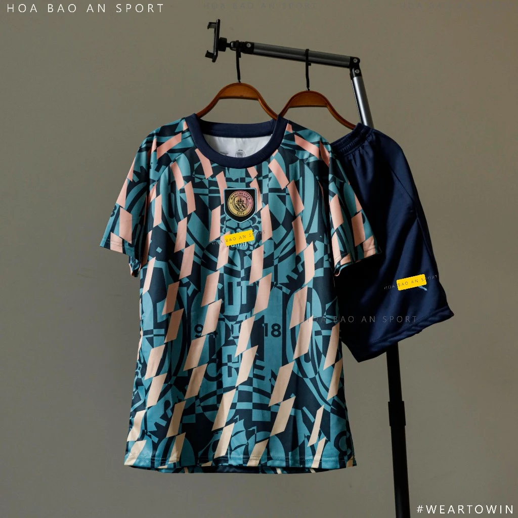 Quần có túi - Bộ Quần Áo Nam Mùa Hè Man City Xanh Siêu Đẹp - Bộ Cộc Hè Nam Nữ MC Chất Cotton Cao Cấp