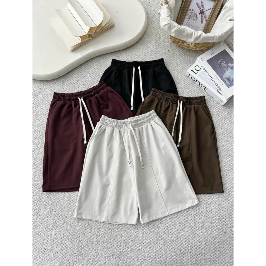Quần kaki ngố trơn chất kaki Nhật dày mềm mại cạp chun co giãn thoáng mát mùa hè, quần ngố trơn