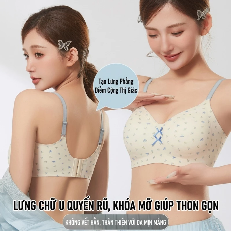 Áo ngực không gọng gợn sóng chấm bi - Áo lót không dấu tựa lưng, nâng ngực nhỏ, mặc đẹp mọi trang phục