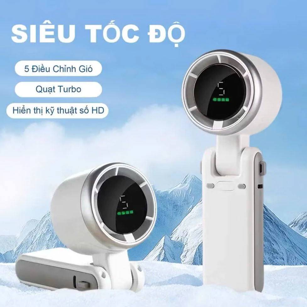 [Hàng Loại 1] Quạt Cầm Tay Cao Cấp N607 Turbo 3600mAh Gió Mạnh 5 Cấp – Pin Trâu 10h, Mini Gấp Gọn Đi Du Lịch