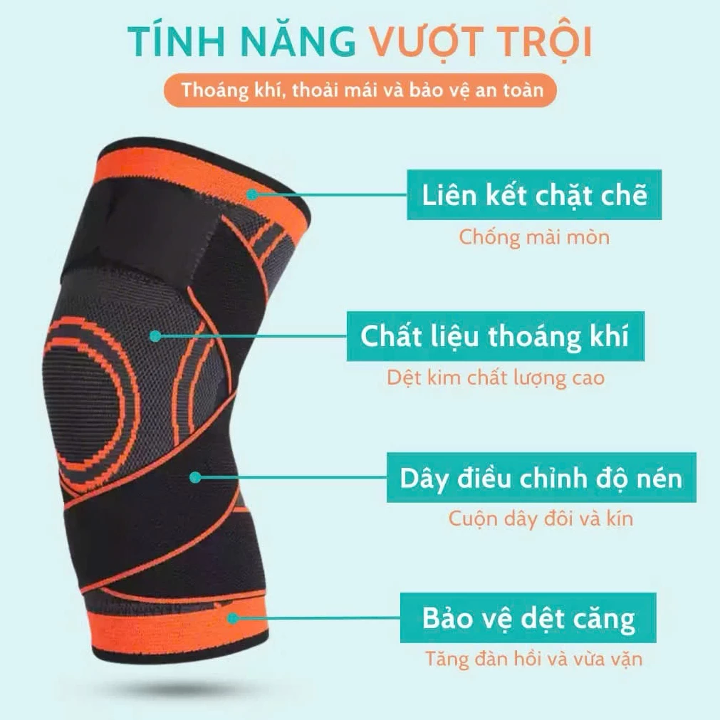 Băng Gối Thể Thao Bảo Vệ Đầu Gối [Mã BG02] Bó Gối Thể Thao Hỗ Trợ Tập Luyện Hạn Chế Chấn Thương Co Giãn Giữ Ấm Đầu Gối