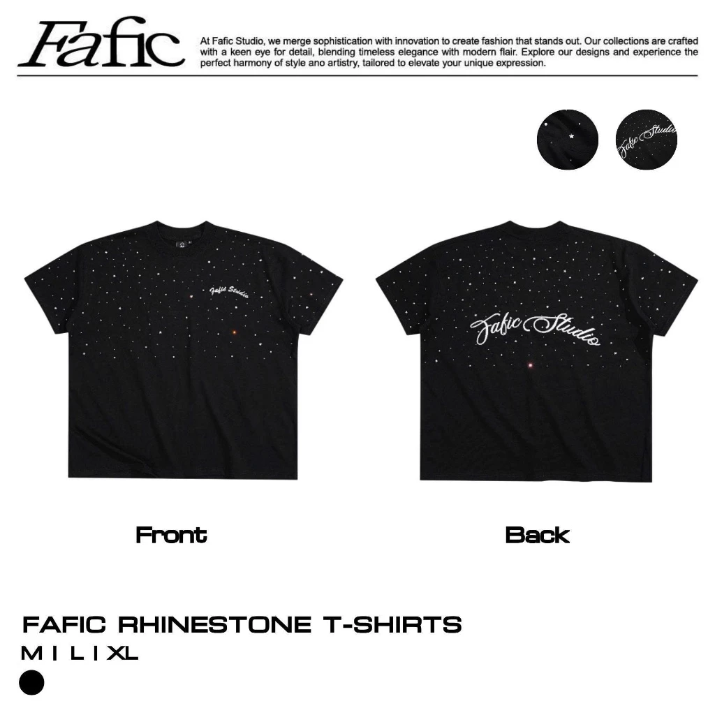 Áo Thun Local Brand FAFIC logo lấp lánh đính đá fom Boxy, áo phông chất liệu Cotton, Áo thun unisex nam nữ mã DA05