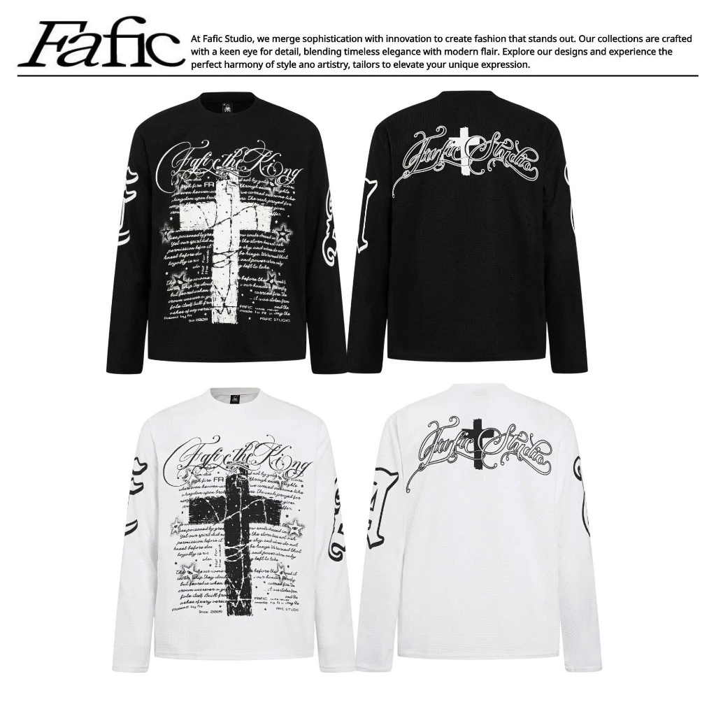 Áo Thun Tay Dài Longsleeve Fafic THE KING Signature vải WAFFLE nam nữ Unisex local brand