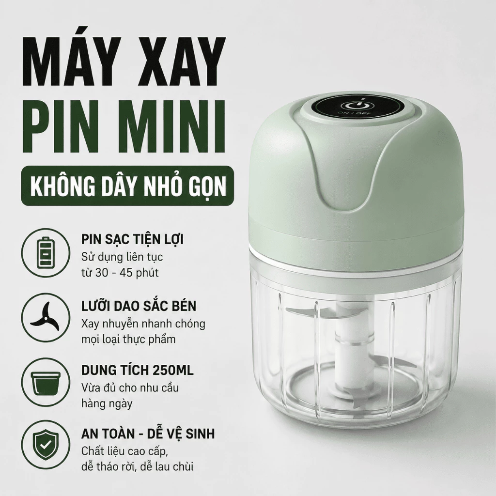 Máy Xay Tỏi Ớt Mini Chạy Pin Mishio MK420 - hàng chính hãng