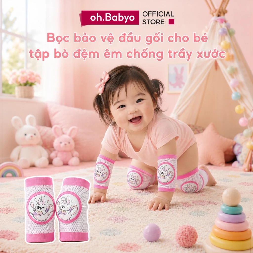 1 ĐÔI Tất Tập Bò Cho Bé Chống Trầy Xước ohBabyo Bọc Bảo Vệ Đầu Gối Tiện Lợi Bé Tập Bò Tập Đi An Toàn