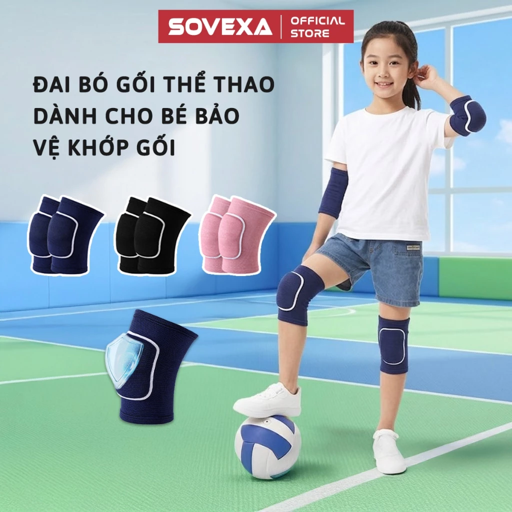 Bó Gối Thể Thao Cho Trẻ Sovexa Đệm Bảo Bệ Đầu Gối Khuỷu Tay Toàn Diện Cho Bé Giảm Chấn Thương