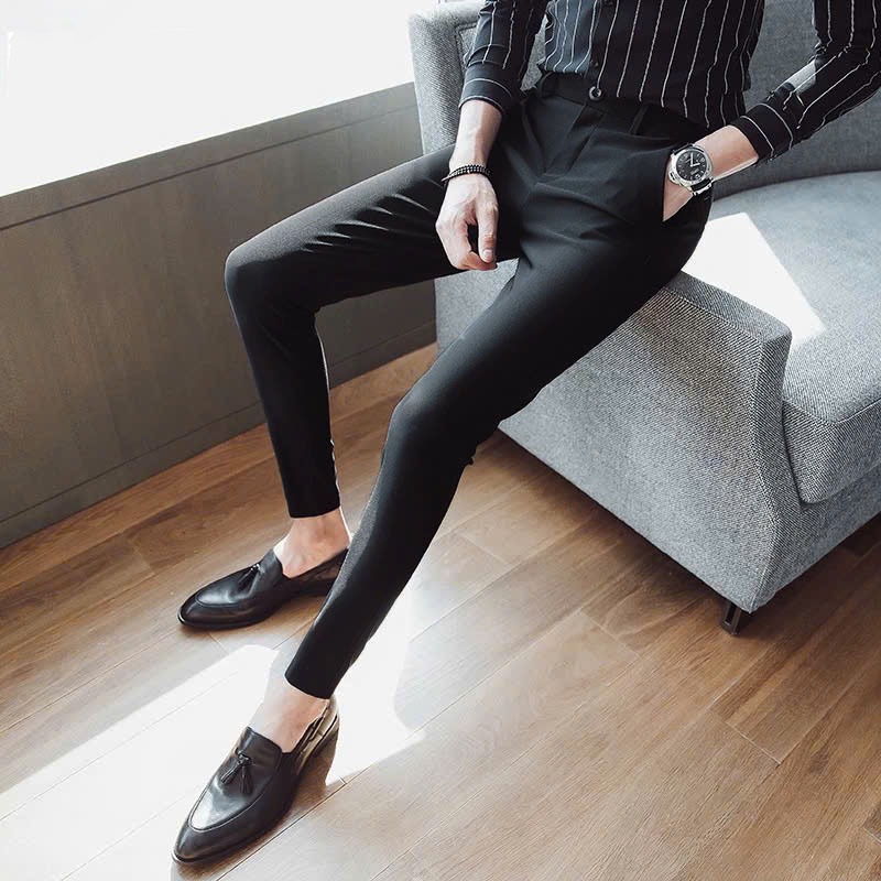 Quần Tây Nam Ống Nhỏ Dáng Ôm Body Vải Mịn Co GIãn Tốt QTN