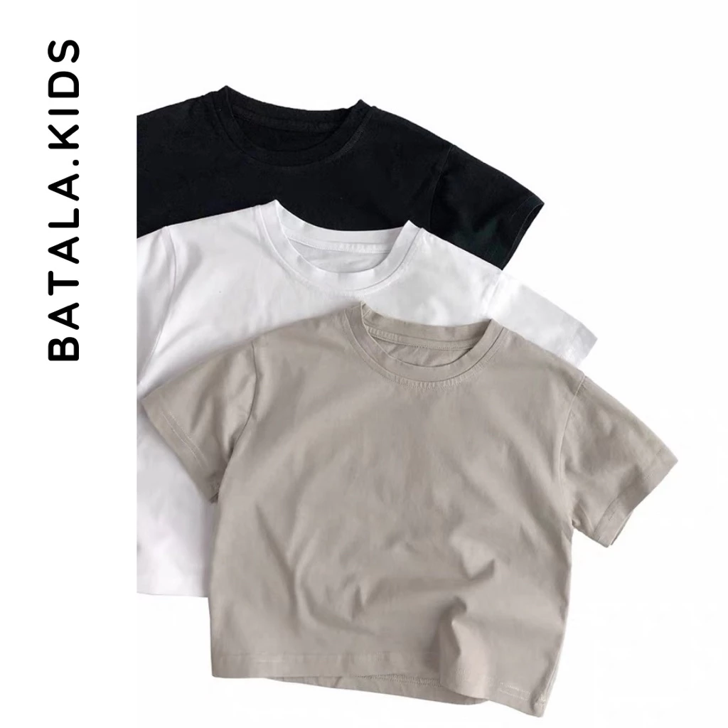 Áo thun áo phông cộc tay mùa hè bé trai bé gái Batala Kids, ÁO CỘC TAY TRƠN - COTTON 4 CHIỂU bé trai, bé gái từ 8-25kg