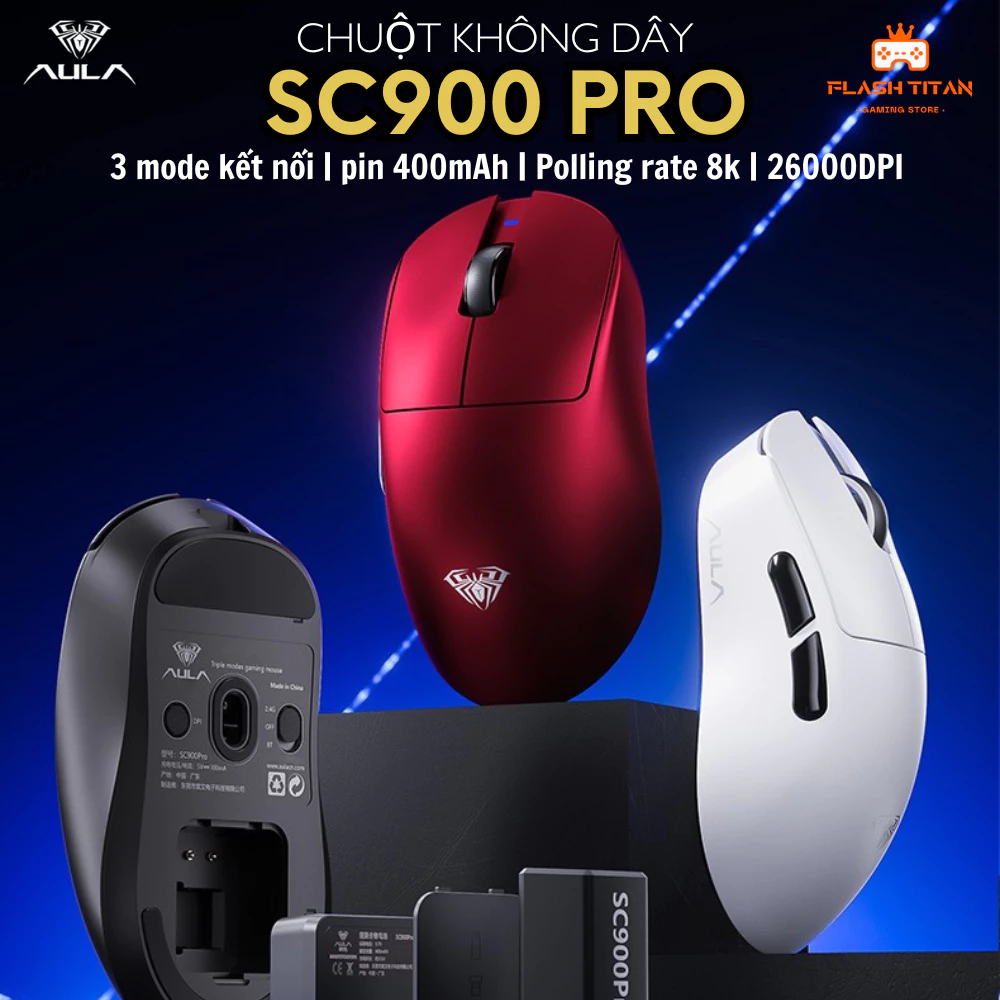 Chuột Gaming Không Dây AULA SC900 MAX Trang Bị Chip PAW3950, Polling Rate 8k Dùng cho PC,laptop Chơi Game FPS,Văn Phòng