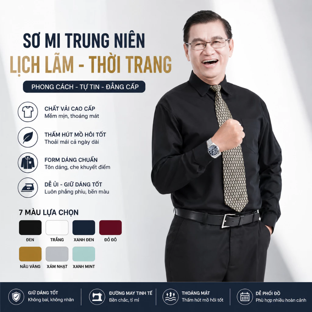 Áo Sơ Mi Nam Dài Tay Có Túi GENALPHA Form Rộng Vải Lụa Co Giãn Mềm Mịn GEN424