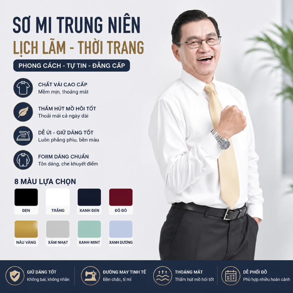 Áo sơ mi nam dài tay 1 túi form rộng GENALPHA vải lụa co giãn mềm mịn form rộng GENA1