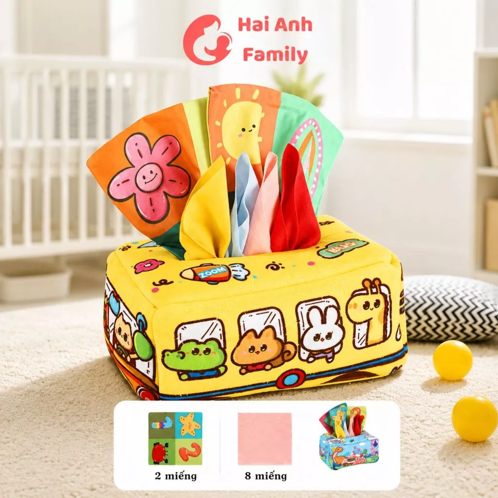 Đồ Chơi Hộp Khăn Rút Giấy Montessori Cho Bé, Hộp Rút Vải Phát Triển Kỹ Năng, Có Thể Dùng Làm Hộp Khăn Giấy Gia Đình