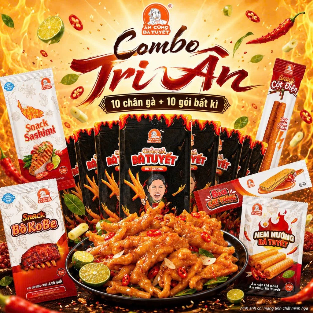 COMBO TRI ÂN gồm 10 chân gà + 1 hũ đùi gà - ĂN CÙNG BÀ TUYẾT M64
