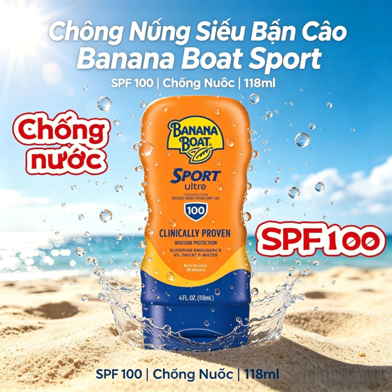 [Phiên bản mới] Kem chống nắng Banana Boat 118ml SPF100 Chống thấm toàn thân Chống mồ hôi Chống tia cực tím