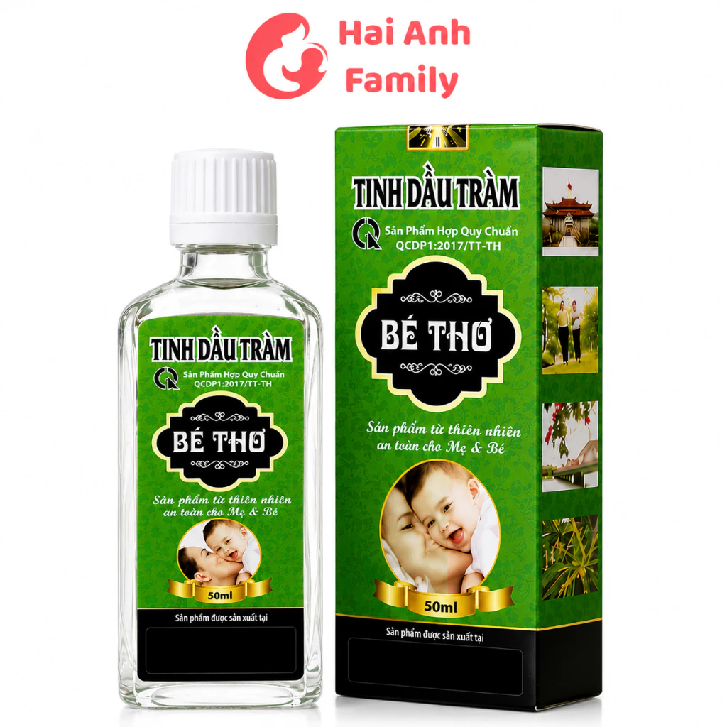 Tinh dầu tràm Bé Thơ chính hãng, dầu tràm cho bé sơ sinh 50ml, có tem chống hàng giả