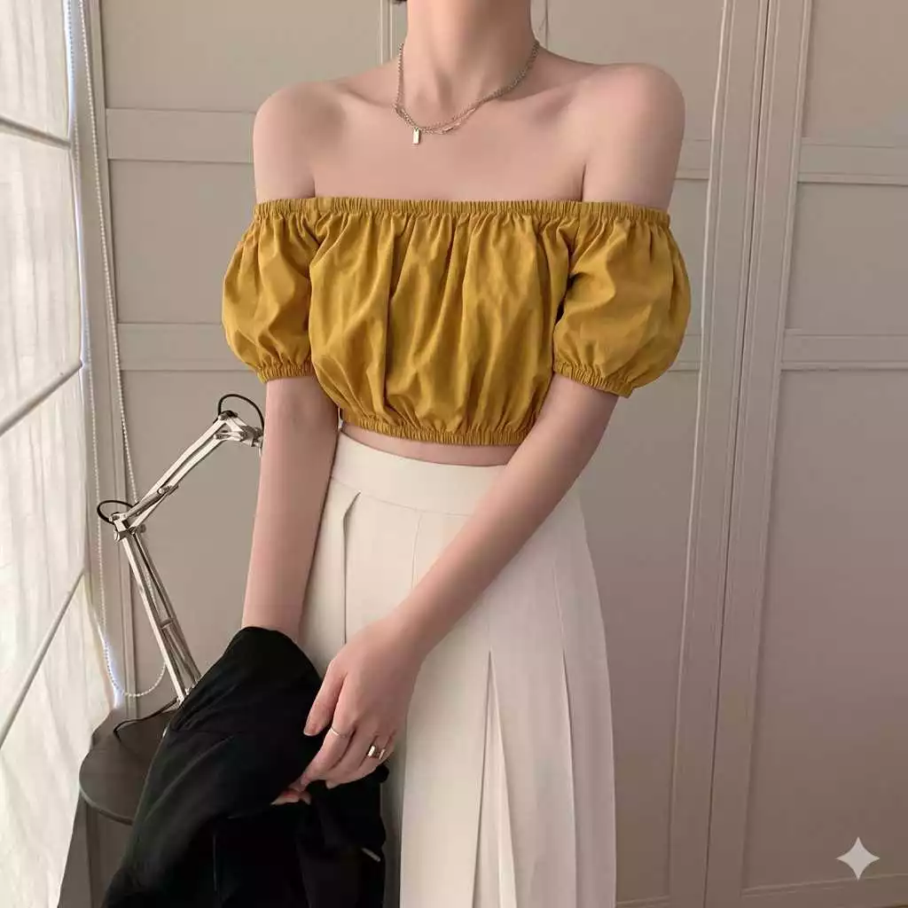 Áo Trễ Vai Nữ Croptop Dáng Bo Gợi Cảm